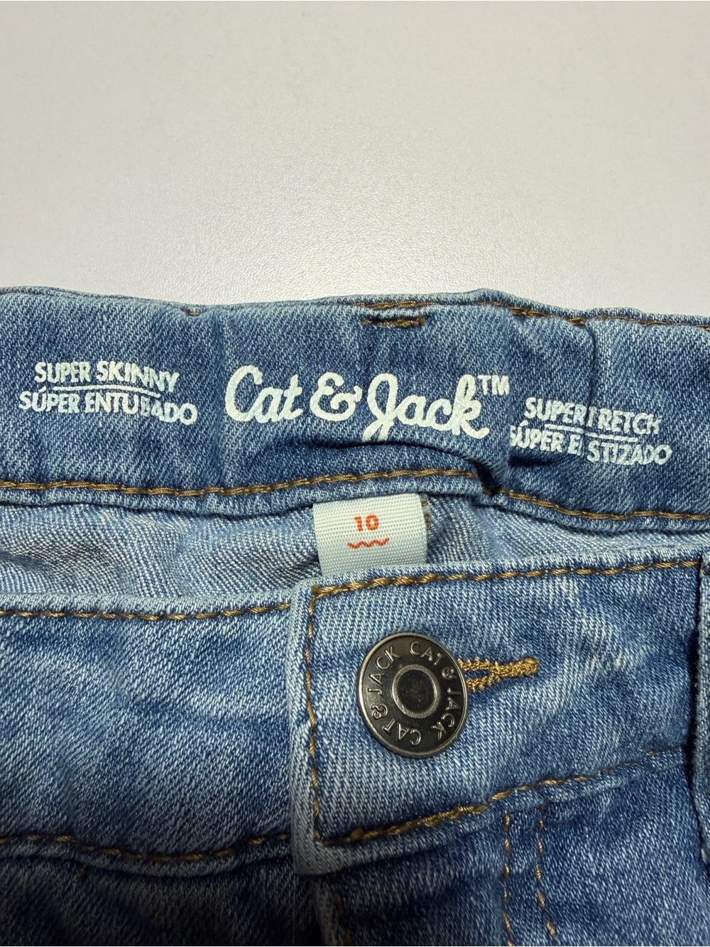 Cat & Jack Light Blue Denim Jeans with Cat Knee Embroidery - Picture 4 of 6